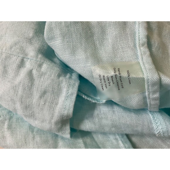 Talbots Women’s  pure Irish Linen button up v neck Robin’s egg blue Plus sz. 14 - Picture 7 of 9